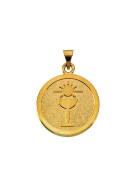 14K Yellow Gold 18 mm Blessed Sacrament Pendant Medal