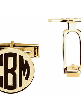 14K Yellow Gold Engravable Monogram Cuff Links