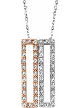 14K White Gold 1/3 CTW Natural Diamond Rectangle 16-18