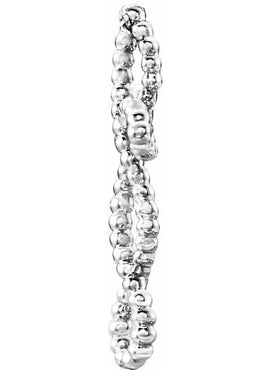 14K White Gold Beaded Cross Pendant