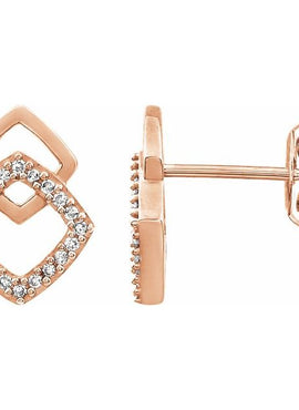 14K Rose Gold 1/10 CTW Natural Diamond Geometric Earrings