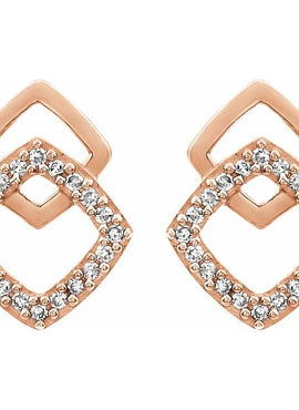 14K Rose Gold 1/10 CTW Natural Diamond Geometric Earrings