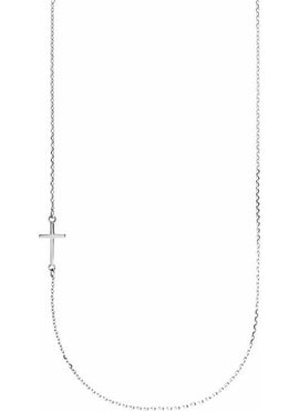 14K White Gold Off-Center Sideways Cross 16