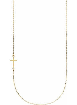 14K White Gold Off-Center Sideways Cross 16