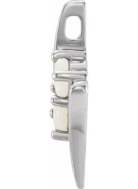 14K White Gold Natural White Opal Two-Stone Pendant