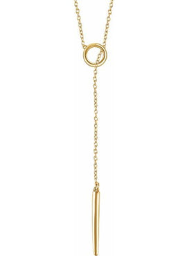 14K Yellow Gold Circle and Bar 18