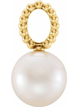 14K Yellow Gold Cultured White Freshwater Pearl Beaded Pendant
