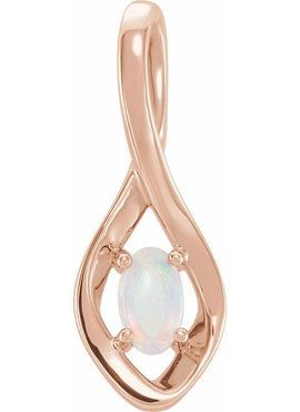 14K White Gold Natural White Opal Pendant