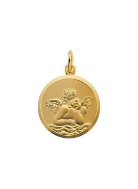 14K Yellow Gold 16 mm Angel Medal
