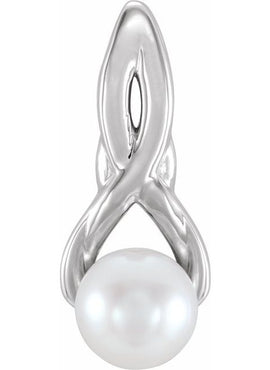 14K White Gold Cultured White Freshwater Pearl Pendant
