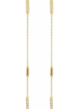 14K Yellow Gold 1/10 CTW Natural Diamond Chain Earrings
