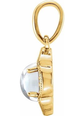 14K White Gold Natural Rainbow Moonstone & .03 CTW Natural Diamond Clover Pendant