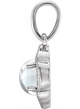14K White Gold Natural Rainbow Moonstone & .03 CTW Natural Diamond Clover Pendant