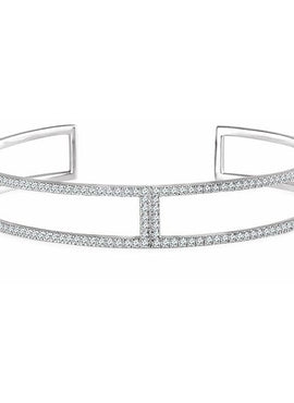 14K White Gold 3/4 CTW Natural Diamond Cuff 6