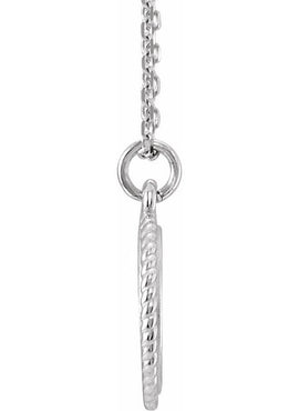 14K White Gold Engravable Round Rope Charm/Pendant