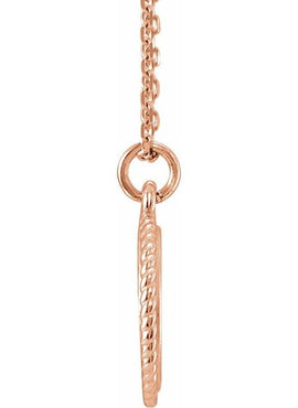 14K White Gold Engravable Round Rope Charm/Pendant