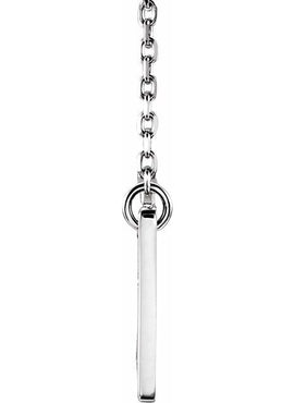 14K White Gold .025 CTW Natural Diamond Engravable Cross 16-18