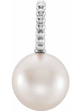 14K Yellow Gold Cultured White Freshwater Pearl Beaded Pendant