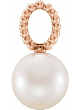 14K Yellow Gold Cultured White Freshwater Pearl Beaded Pendant