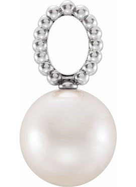 14K Yellow Gold Cultured White Freshwater Pearl Beaded Pendant