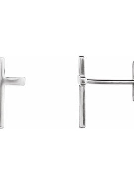 14K White Gold 7.5 mm Cross Single Earring