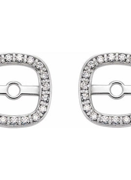 14K White Gold .08 CTW Natural Diamond Halo-Style Earring Jackets