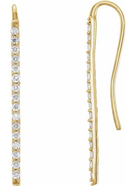 14K Yellow Gold 1/3 CTW Natural Diamond Bar Earrings