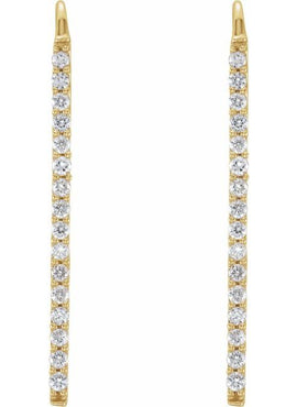 14K Yellow Gold 1/3 CTW Natural Diamond Bar Earrings