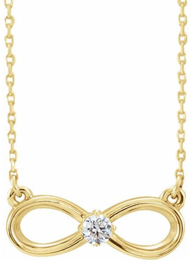 14K White Gold 1/10 CT Natural Diamond Infinity-Inspired 16-18