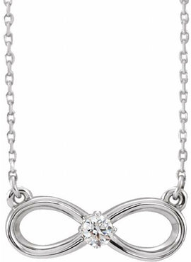 14K White Gold 1/10 CT Natural Diamond Infinity-Inspired 16-18