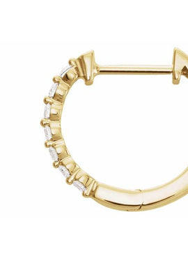 14K Yellow Gold 1/5 CTW Natural Diamond Hinged 15.25 mm Hoop Earrings