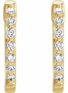 14K Yellow Gold 1/5 CTW Natural Diamond Hinged 15.25 mm Hoop Earrings