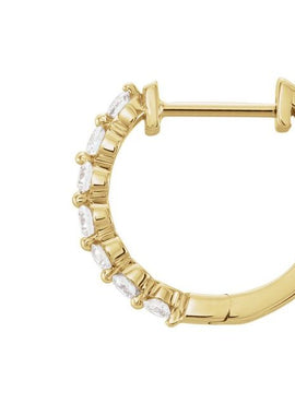 14K Yellow Gold 1/5 CTW Natural Diamond Hinged 15.25 mm Hoop Earrings