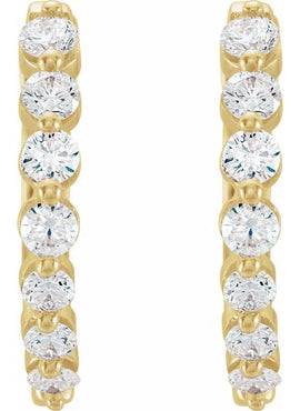 14K Yellow Gold 1/5 CTW Natural Diamond Hinged 15.25 mm Hoop Earrings