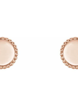 14K White Gold Engravable Beaded Earrings