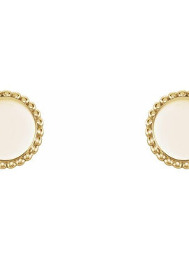 14K White Gold Engravable Beaded Earrings