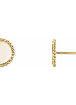 14K White Gold Engravable Beaded Earrings