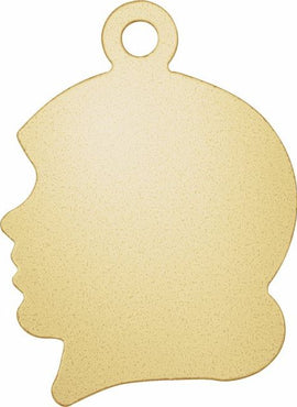 14K Rose Gold 20 Gauge Girl's Head Stamping with External Drilled Eyelet