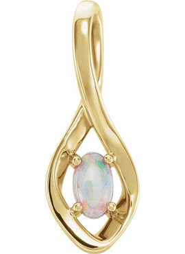 14K White Gold Natural White Opal Pendant