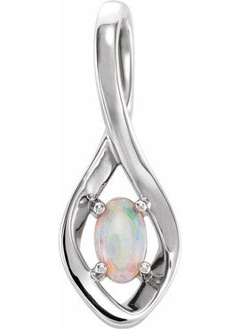 14K White Gold Natural White Opal Pendant