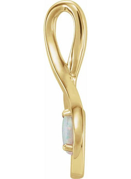 14K White Gold Natural White Opal Pendant