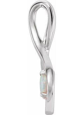 14K White Gold Natural White Opal Pendant