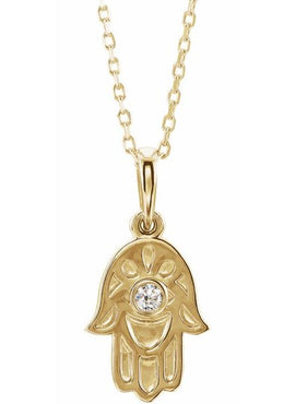 14K White Gold .03 CTW Natural Diamond Hamsa 16-18