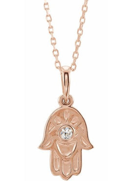 14K White Gold .03 CTW Natural Diamond Hamsa 16-18