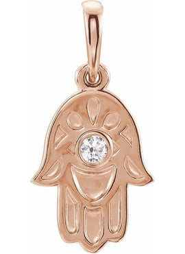 14K White Gold .03 CTW Natural Diamond Hamsa 16-18