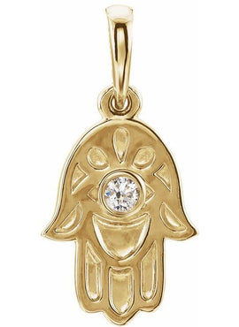 14K White Gold .03 CTW Natural Diamond Hamsa 16-18