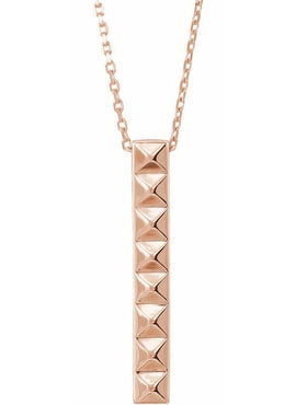 14K White Gold Pyramid Bar 16-18