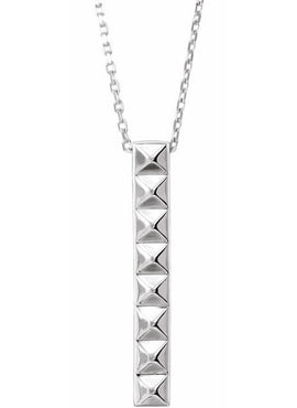 14K White Gold Pyramid Bar 16-18