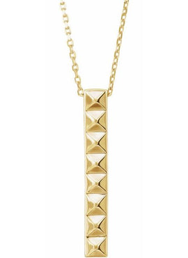 14K White Gold Pyramid Bar 16-18