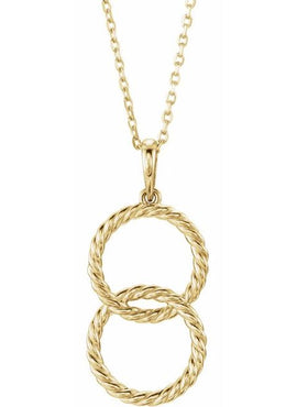 14K White Gold Interlocking Circle 16-18